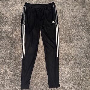 Adidas Mens Black Joggers with White Stripes